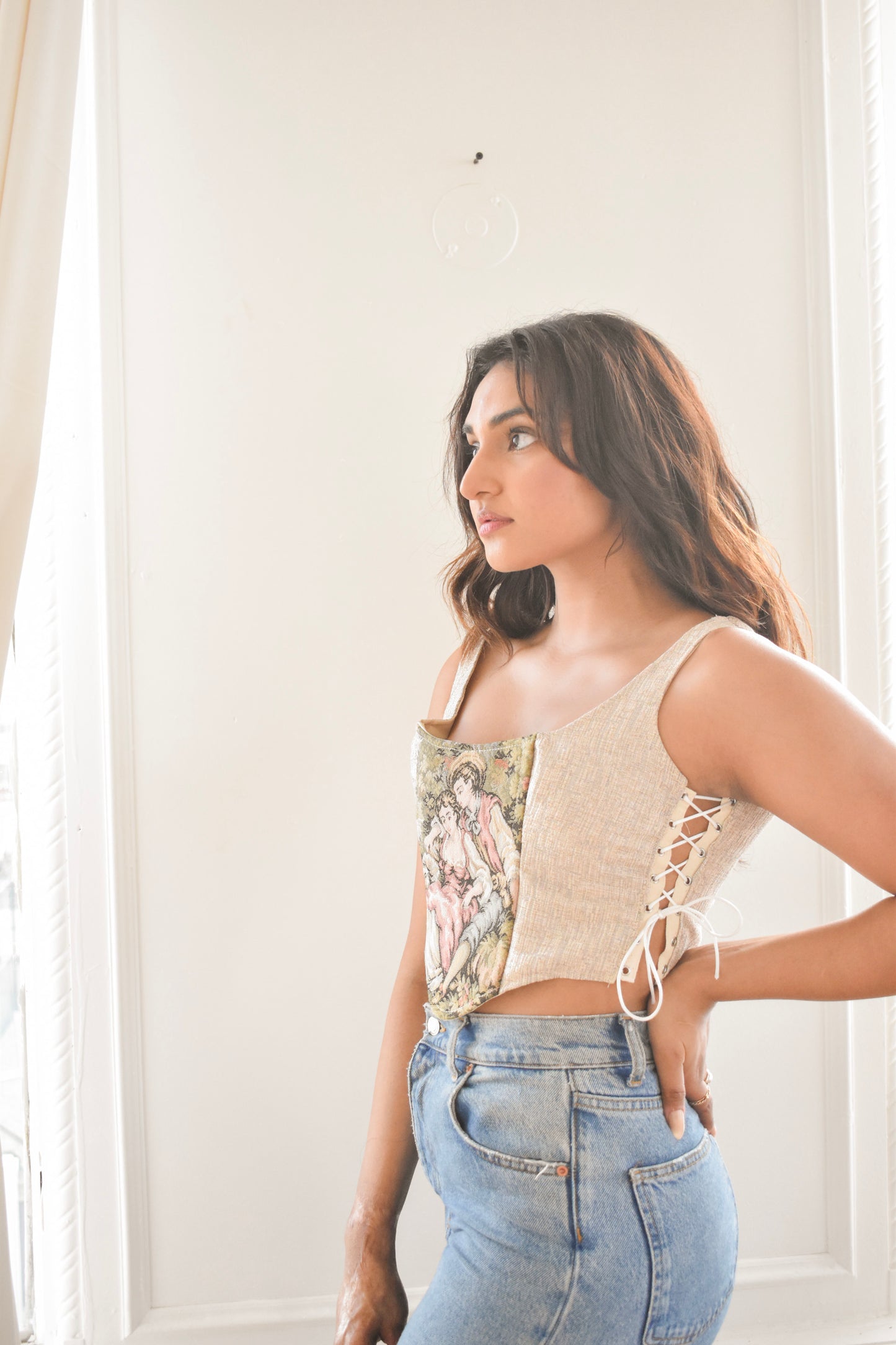 "Farm Couple" Side Lace Up Corset