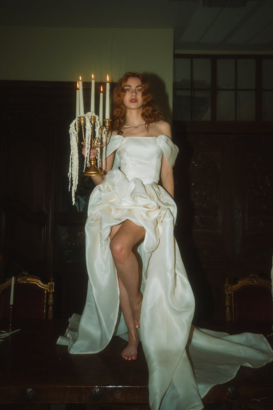 The Collette Sculpted Gown in Ivory